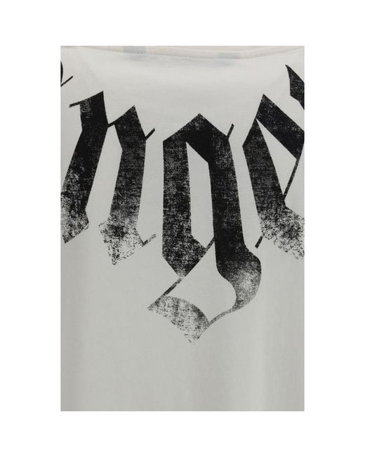 Palm Angels Gray Cotton T-Shirt for men