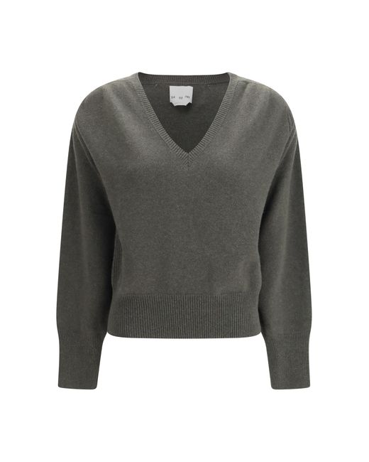 Sa Su Phi Gray V-Neck Cashmere Sweater Kashmir/Capra Hircus