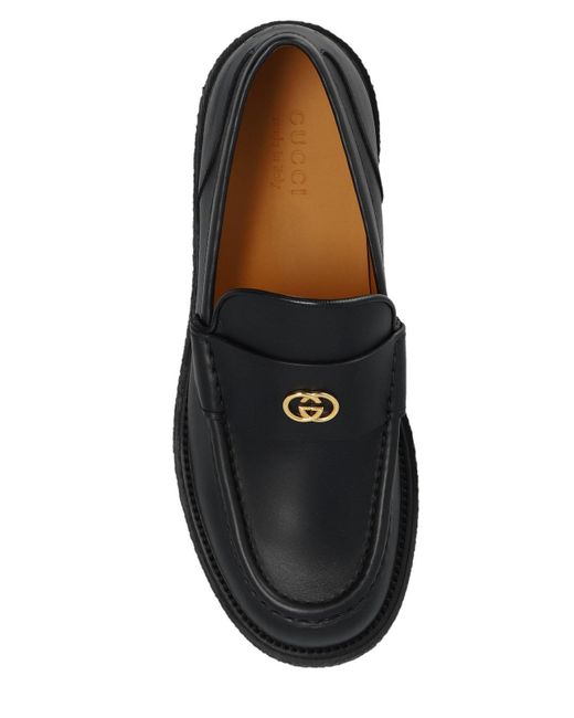 Gucci Black Logo Plaque Slip-On Loafers for men
