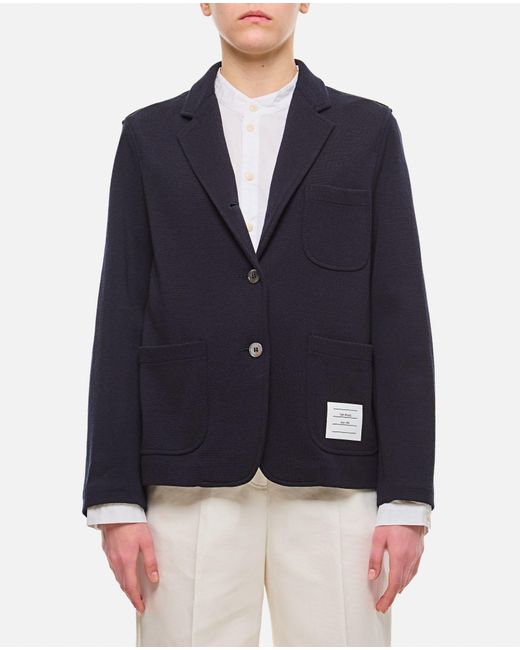Thom Browne Blue Cropped Sack Wool Jacket