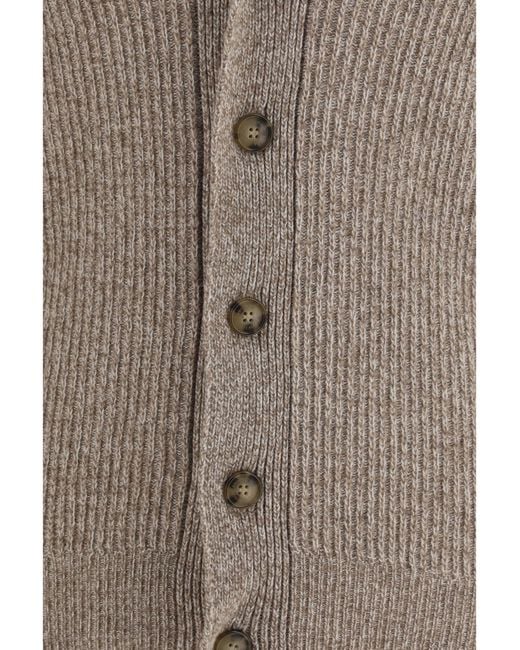 Brooksfield Gray Virgin Wool Shawl Collar Cardigan Fleece Ovis Aries for men