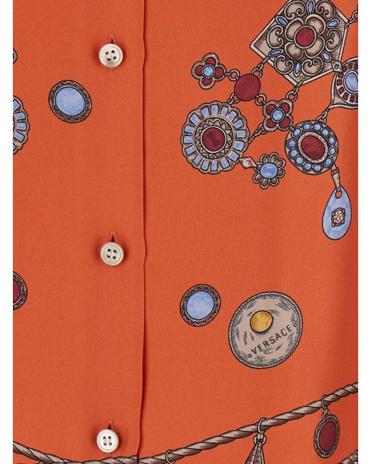 Versace Orange Shirt Silk Blouses
