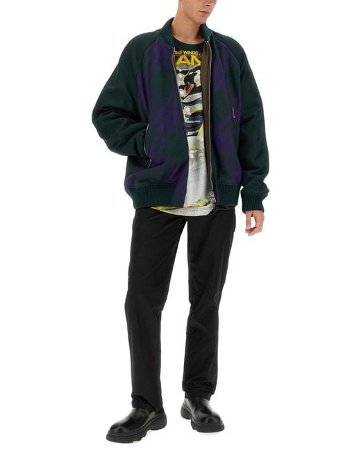 Burberry Green Reversible Bomber Jacket Polyester for men