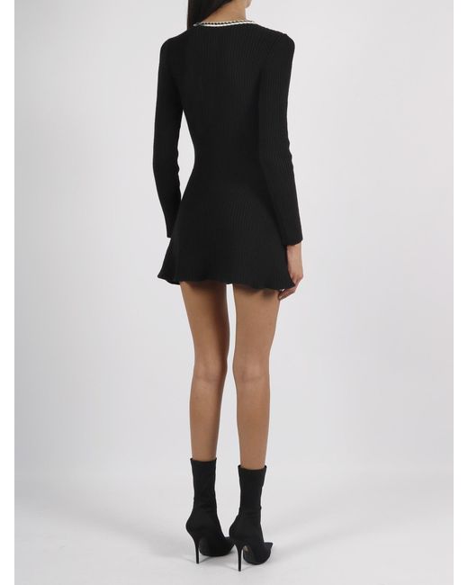 Self-Portrait Melange Knit Mini Dress in Black | Lyst UK