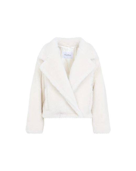 Max Mara White Oggeri Teddy Short Biker Jacket