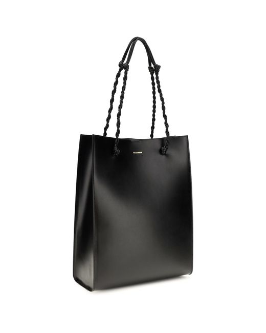 Jil Sander Black Tangle Shopping Ns Calf Leather Bos Taurus Shoulder Bags