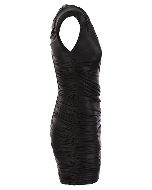 Elisabetta Franchi Black Draped Metallic Jersey Minidress