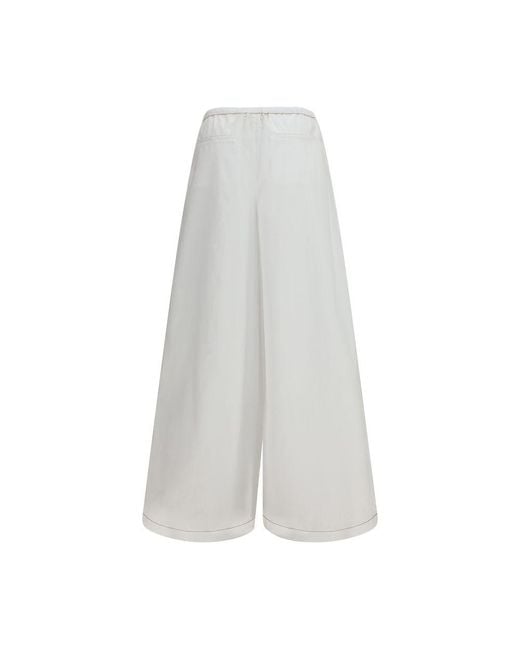 Marni White Cotton Casual Pants