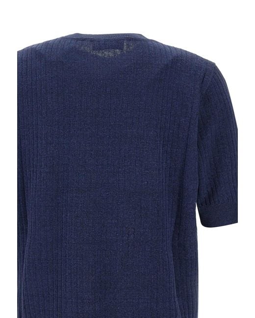 Lardini Blue Linen And Cotton T-Shirt for men