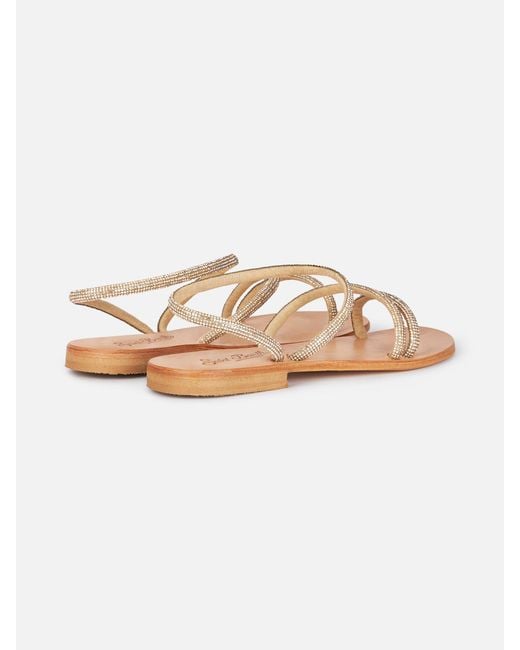 Mc2 Saint Barth White Flat Sandals Cora With Rhinestones