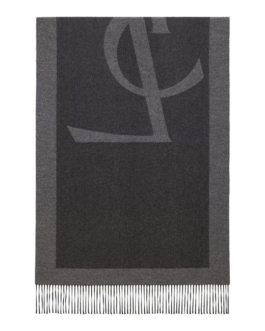 Saint Laurent Black Silk Scarf With Maxi Logo