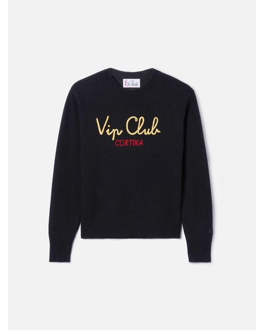 Mc2 Saint Barth Blue New Queen Sweater With Vip Club Embroidery