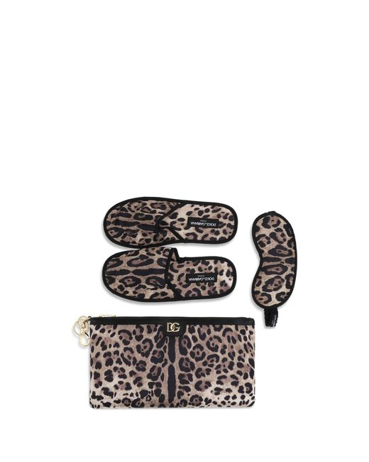 Dolce & Gabbana White Leopard-Print Comfort Kit Polyester Slippers