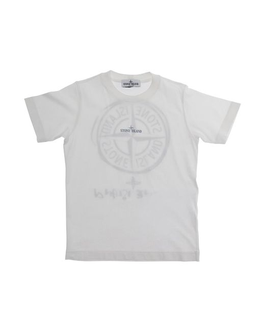 Stone Island Gray T-Shirt Crew Neck Maxi Logo Print Cotton T-Shirts for men