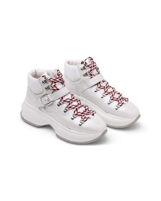 Hogan Gray Buckled High-Top Sneakers