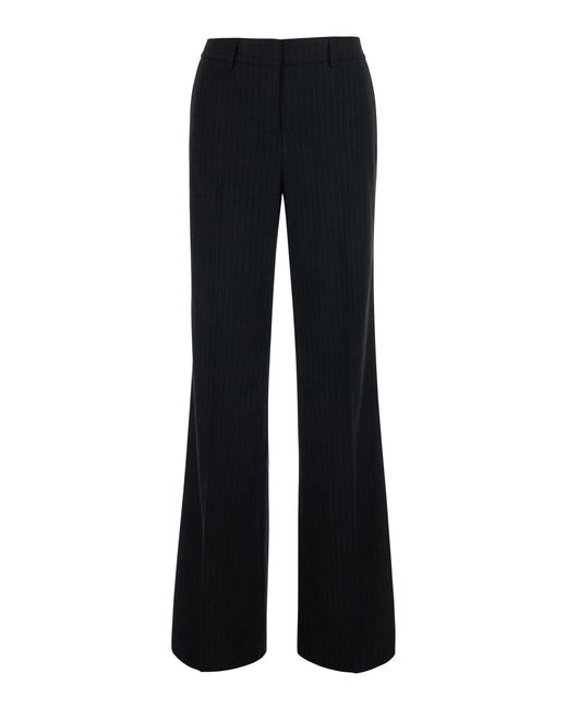 Le Plain Black Pinstripe Trousers