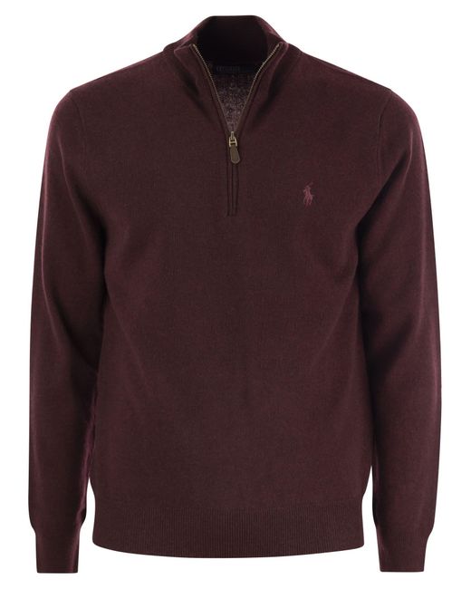 Polo Ralph Lauren Red Wool Pullover With Half Zip for men