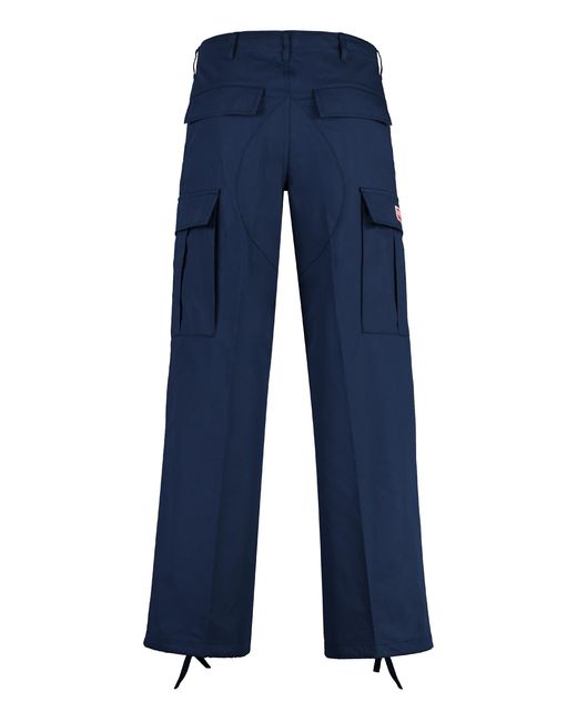 KENZO Blue Cotton Cargo Trousers for men