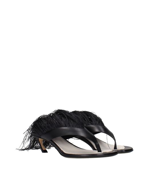 Lanvin Black Flip Flops Leather