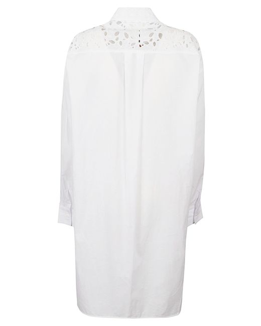 Ermanno Scervino White Floral Perforated Oversized Shirt