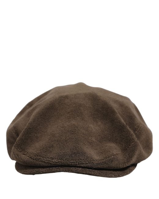 Dolce & Gabbana Brown Cotton Newsboy Cloth Capello Hat for men