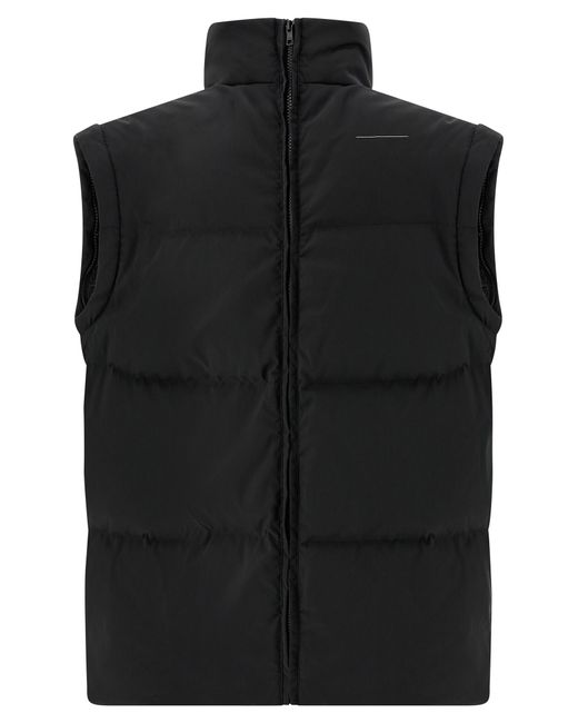 MM6 by Maison Margiela Black Numeric Signature Mm6 Embroidery Down Jacket Polyester Jacket, Parka, Casual