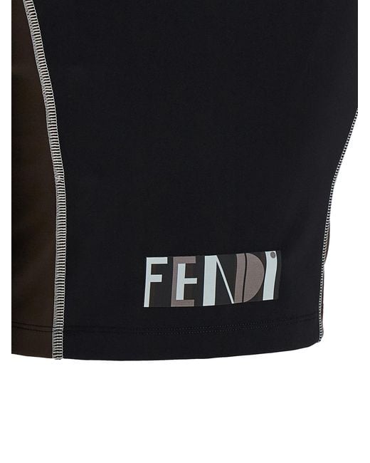 Fendi Black Color Block Tops