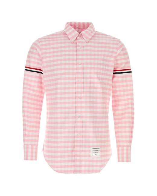 Thom Browne Pink Embroidered Oxford Shirt for men