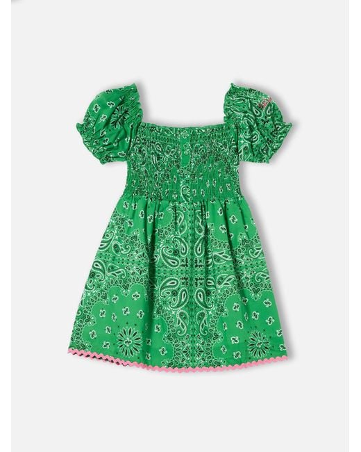 Mc2 Saint Barth Green Girl Dress Bandanna Print
