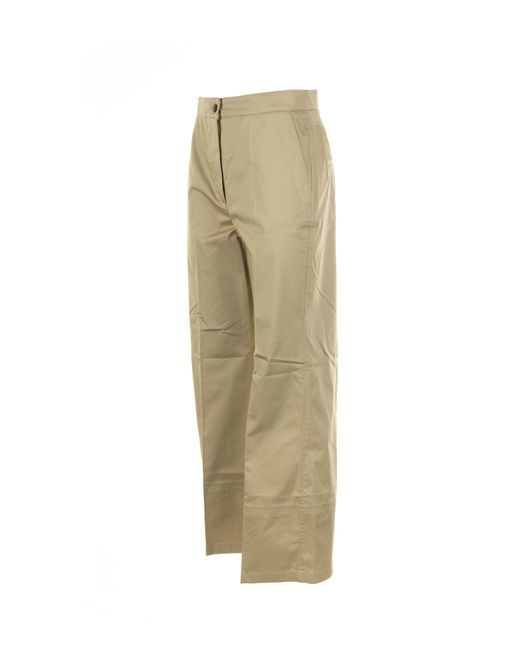 Marella Natural High-Waisted Wide Leg Trousers