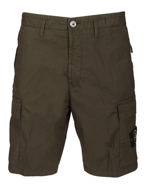 Stone Island Green Cargo Bermuda Shorts Trousers for men