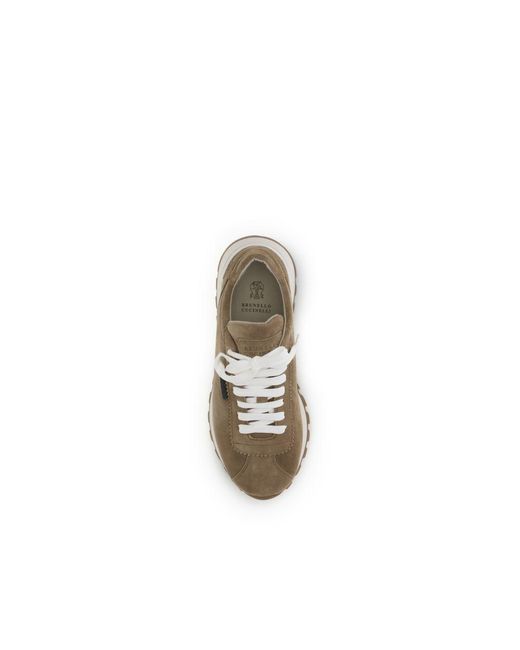 Brunello Cucinelli Natural Calf Leather Bos Taurus Platform Sneakers