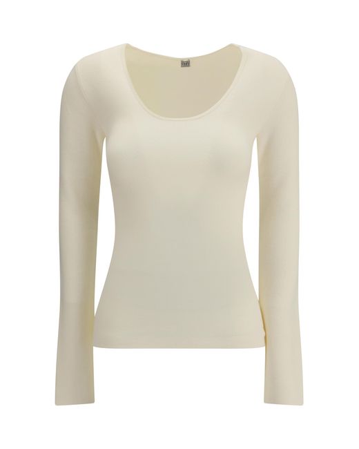 Totême White Compact Sweater Wool