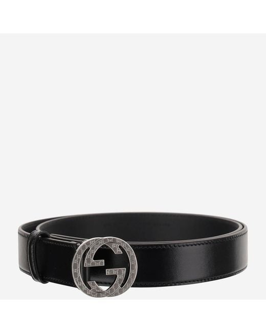 Gucci Black Leather Belt With Logo for men