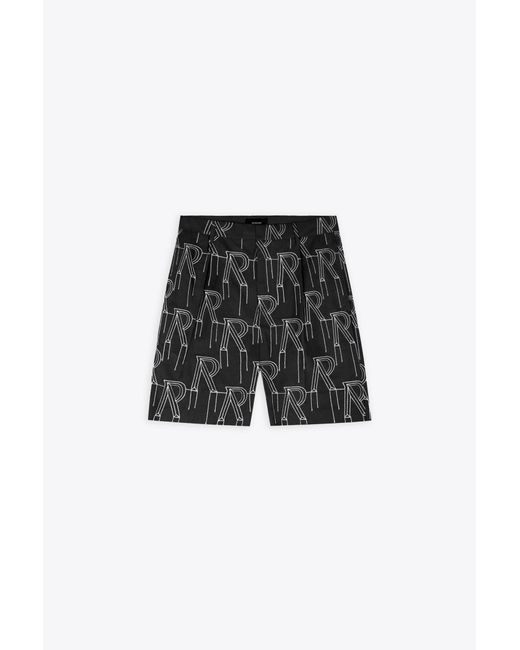 Represent Black Embrodiered Initial Tailored Short Cotton Pleated Short With Monogram Embroidery for men