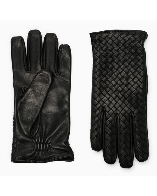Bottega Veneta Black Leather Gloves for men