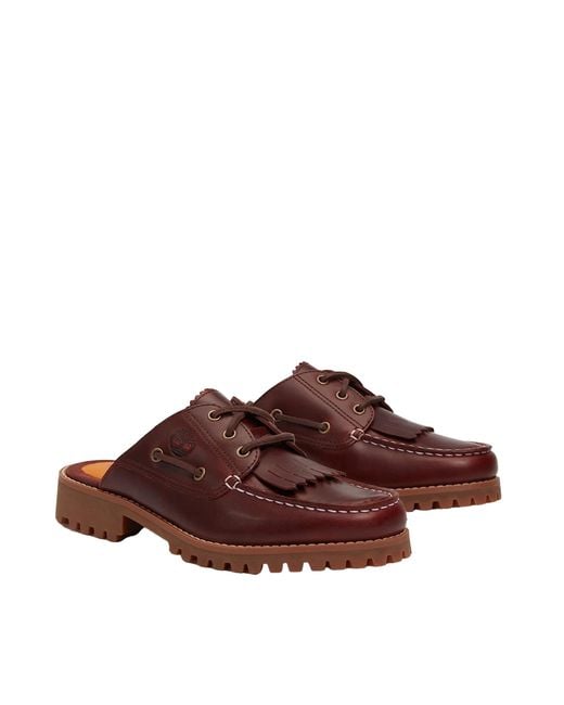 Timberland Brown Leather Lug Sole Mule Loafer