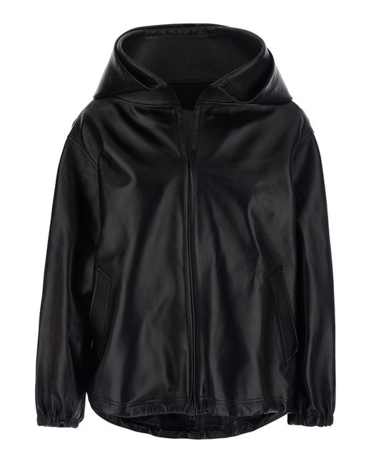 Balenciaga Black Leather Jacket Coat