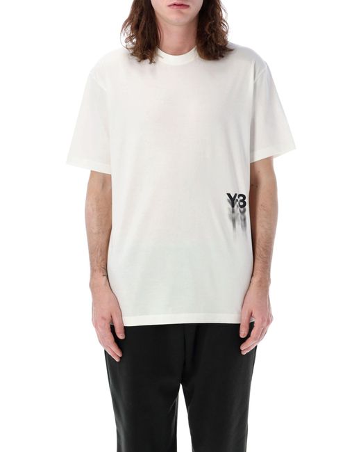 Y-3 White Graphic Short Sleeves Tee