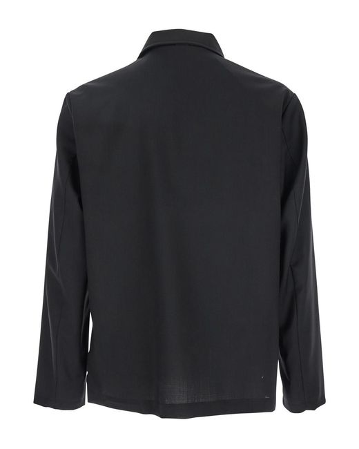 Low Brand Black Jacket With Classic Collar And Patch Pockets On The Front for men