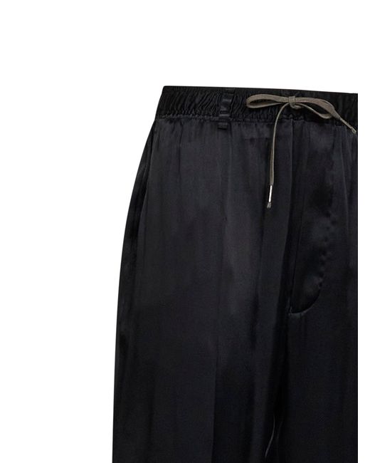 Maison Margiela Black Satin Drawstring Trousers