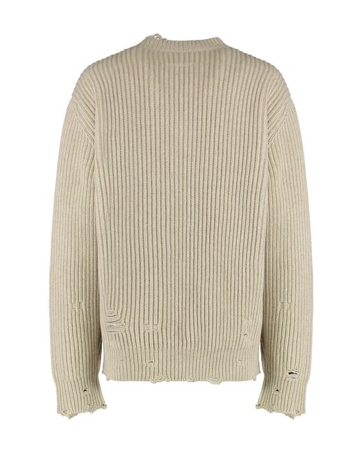 MM6 by Maison Margiela Natural Wool Blend Sweater With Distressed Details