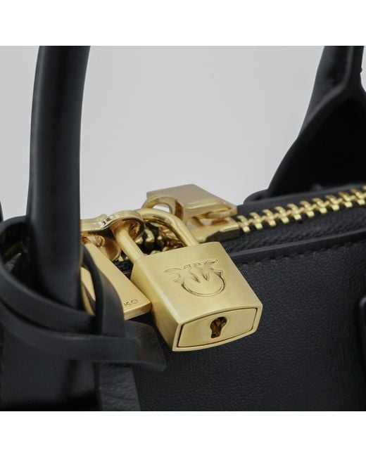 Pinko Black Leather Mini Escape Top Handle Bag