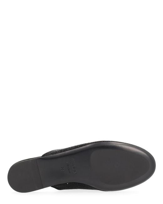 Premiata Black Leather Slipper With Rhinestones