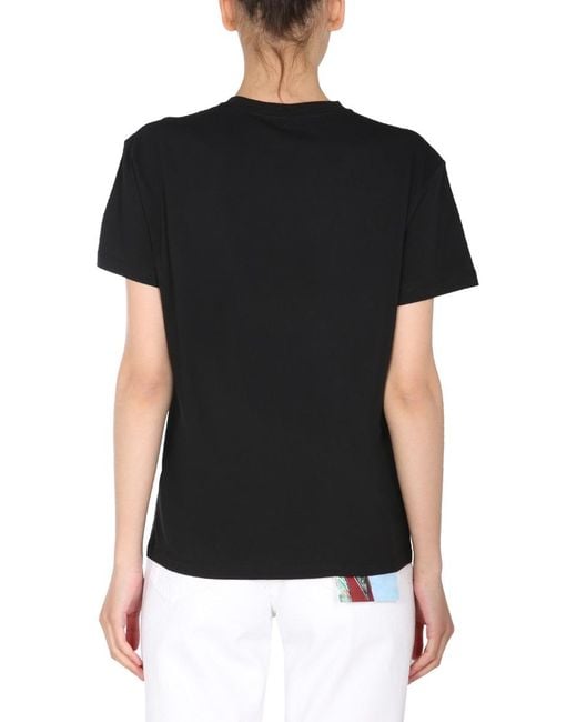 Raf Simons Black Crew Neck T-Shirt With Front Print Cotton T-Shirts