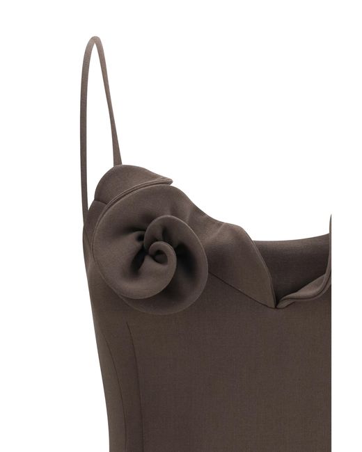 Magda Butrym Brown Short Wool-Blend Dress Wool Ovis Aries; Elastane