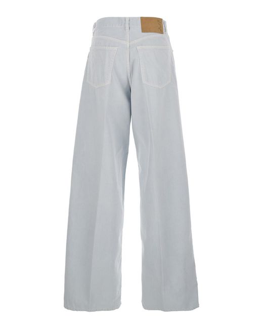 Haikure Gray Jeans With Belt Loops And Logo Patch On The Back
