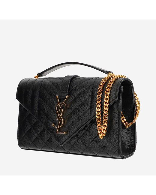 Saint Laurent Black Small Leather Monogram Envelope Bag Calfskin Shoulder