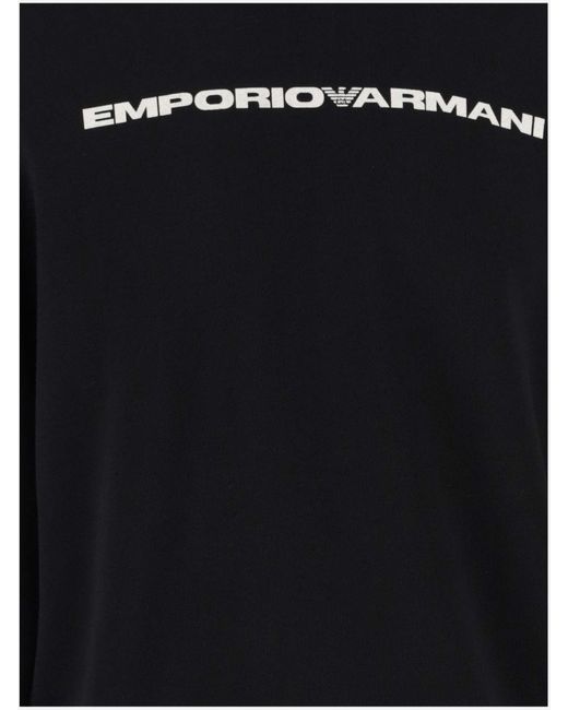 Emporio Armani Blue Logo Cotton Hoodie for men