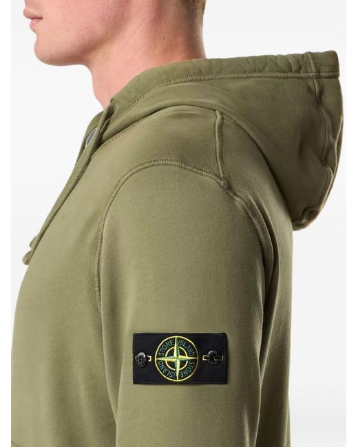 Stone Island Green Hooded Sweatshirt Organic Cotton Sweatshirts for men
